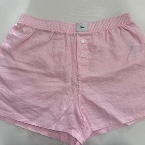 Aritzia High Waist Pink Linen Shorts